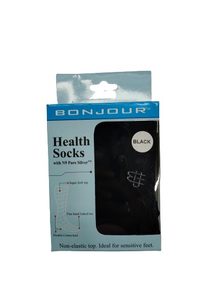UnisexBlack Health Socks Bonjour 