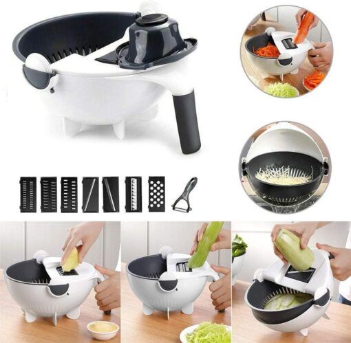 Multifunctional Vegetable Fruits Cutter/Slicer Shredder with Rotating Drain Basket