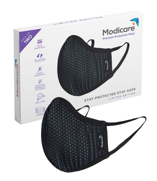 MODICARE PREMIUM LIMITED EDITION MASK-BLACK(M) PACK OF 2