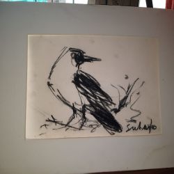 Charcoal drawing by famous painter late Suhas Roy, former principal of Kala Bhawan, Visws Bharati, Santinikatan.