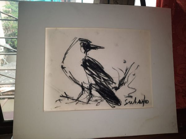 Charcoal drawing by famous painter late Suhas Roy, former principal of Kala Bhawan, Visws Bharati, Santinikatan.