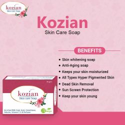 Kozian skin care kojic acid palmitate glutathione arbutin vitamin C and vitamin E face body bathing soap 75gm (Pack of 6)