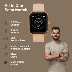 Fire-Boltt SPO2 Full Touch 1.4 inch Smart Watch 8 Days Battery Life Compatible with Android and iOS IPX7 with Heart Rate, BP, Fitness and Sports Tracking (Gold), Medium BSW001
