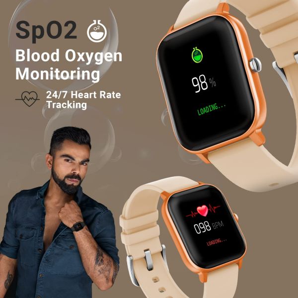 Fire-Boltt SPO2 Full Touch 1.4 inch Smart Watch 8 Days Battery Life Compatible with Android and iOS IPX7 with Heart Rate, BP, Fitness and Sports Tracking (Gold), Medium BSW001