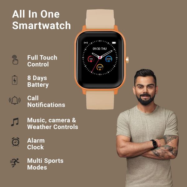 Fire-Boltt SPO2 Full Touch 1.4 inch Smart Watch 8 Days Battery Life Compatible with Android and iOS IPX7 with Heart Rate, BP, Fitness and Sports Tracking (Gold), Medium BSW001