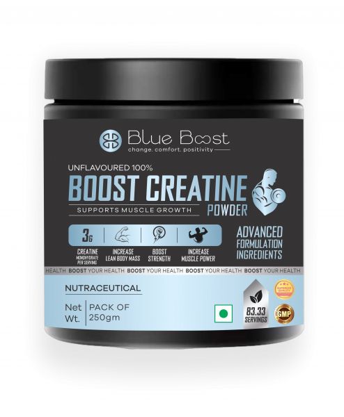 BLUE BOOST CREATINE BOOSTER MUSCLE GROWTH POWDER ADVANCED FORMULATION PACK OF 250gm