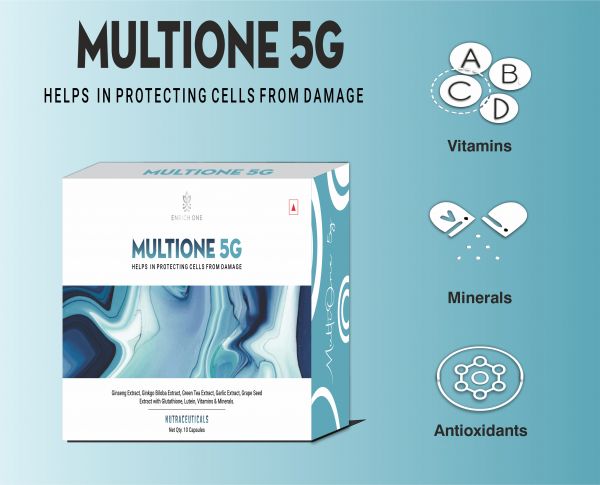 ENRICH ONE MULTIONE 5G, Helps In protecting Cells From Damage , 10*10 With Ginseng Extrct, Ginkgo Biloba Extract, Green tea ETC.