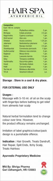 HAIR SPA  AYURVEDIC OIL WITH AMLA & SHIKAKAI 100ML. (PACK OF 2*100ML.)