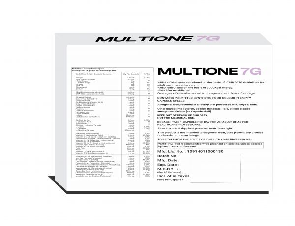 MULTIONE 7G MULTIVITAMINS  MINERALS SUPPLEMENT POWER CAPSULE (PACK OF 100capsule)
