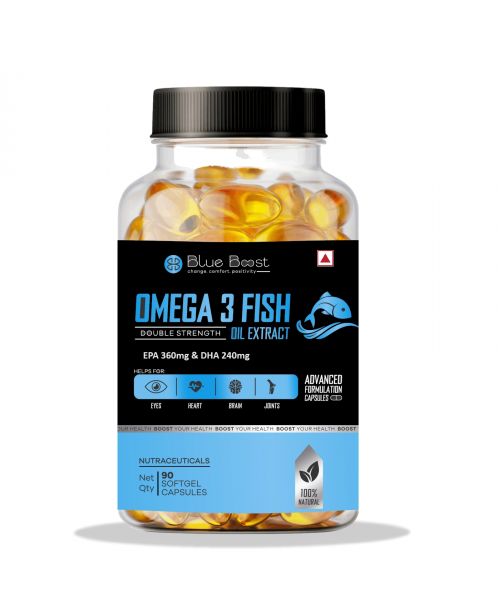 BLUE BOOST OMEGA 3 FISH OIL DOUBLE STRENTH 2000mg WITH EPA360mg, DHA 240mg( PACK OF 90 CAPSULES )