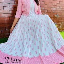 Rayon Beautiful Kurti With Jacket Long Kurti Pink