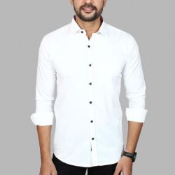 Men's Premium Cotton Casual Full Sleeve Shirt White