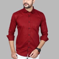 Men's Premium Cotton Casual Full Sleeve Shirt Red