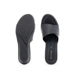 Khadim Black Mule Heel Sandal for Women