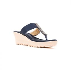 Cleo Navy Heel Slip On Sandal for Women