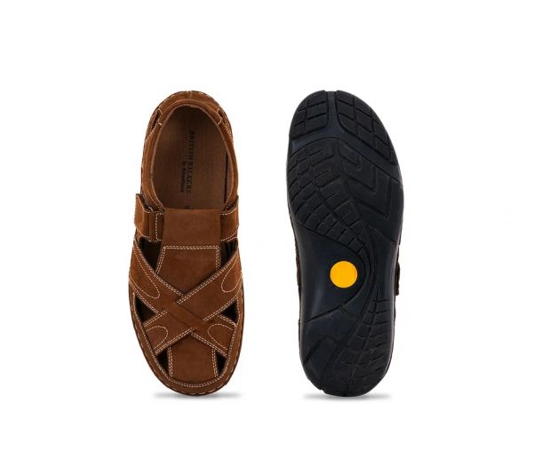 British Walkers Brown Leather Peshawari Sandal for Men