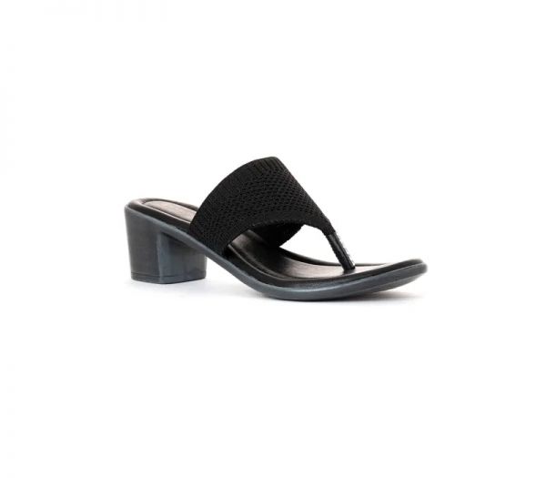 Sharon Black Heel Slip On Sandal for Women