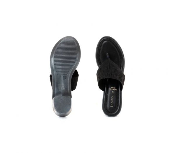 Sharon Black Heel Slip On Sandal for Women