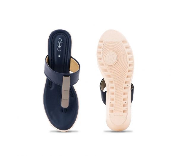 Cleo Navy Heel Slip On Sandal for Women