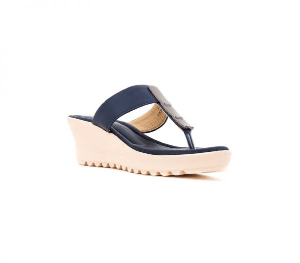 Cleo Navy Heel Slip On Sandal for Women