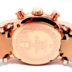 Aigner Bari Rose Gold Black Leather Chronograph mens watch