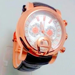 Aigner Bari Rose Gold Black Leather Chronograph mens watch