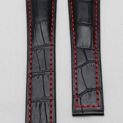 Tagheuer 22mm Black Red Border Leather Srtap