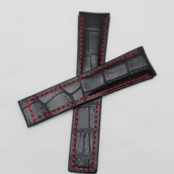 Tagheuer 23mm Black Red Border Leather Srtap