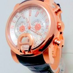 Aigner Bari Rose Gold Black Leather Chronograph mens watch