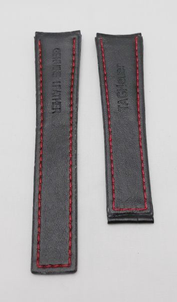 Tagheuer 23mm Black Red Border Leather Srtap