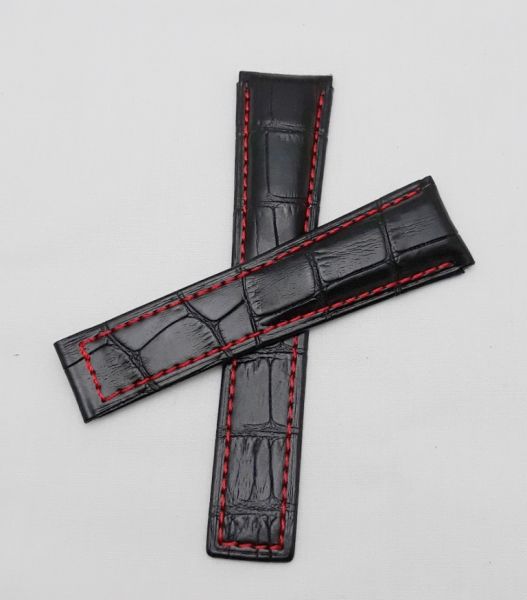 Tagheuer 23mm Black Red Border Leather Srtap