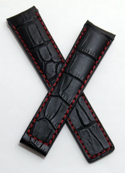 Tagheuer Black Red Strech Leather Srtap