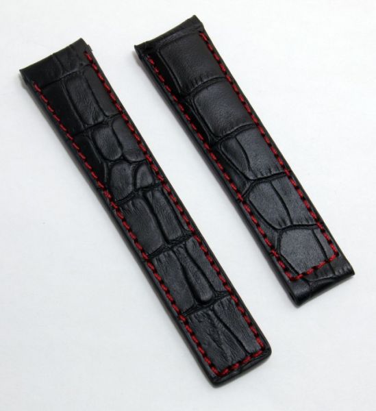 Tagheuer Black Red Strech Leather Srtap