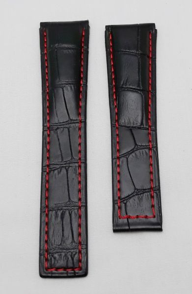 Tagheuer 23mm Black Red Border Leather Srtap