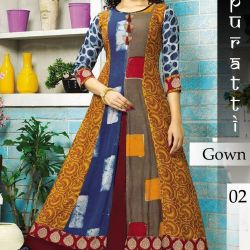 =:= PURATTI =:=  Designer gown :-: Fabric - rayon print :-: print fabric - poli Reyon  :-: Inner - cotton  :-: Size - m, l, xl, xxl.  :-: Length - 54