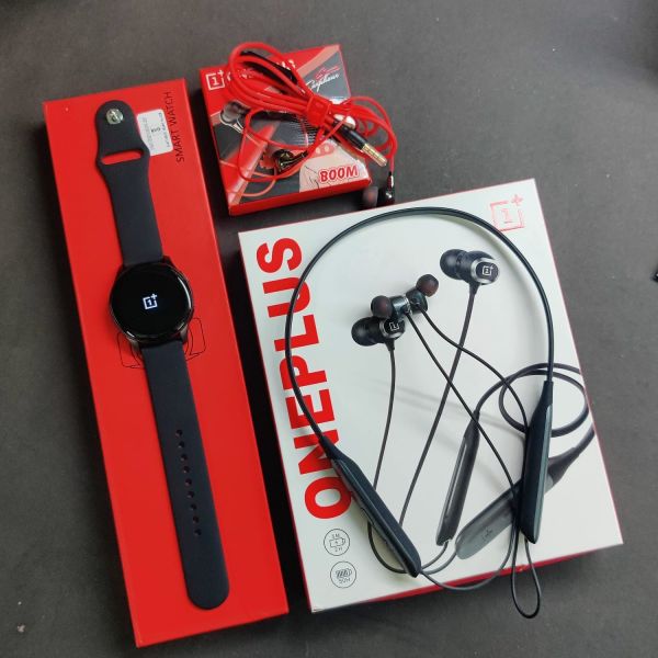 *ALL  NEW  ONEPLUS  WATCH  COMBO*    MADE  WITH LOVE  FOR  ONEPLUS  LOVERS    ? HIGHEST  QUALITY  ONEPLUS  WATCH      -  AMLOED  DISPLAY    -  High Quality  Touchs     -  Calling      -  Small  logo      -  1:1   WATCH   ?  ONEPLUS  BULLETS X       -  PREMIUM QUALITY  NECKBAND     -  LONG  BATTERY  BACKUP   ? ONEPLUS  EARPHONES    *RATE ::  2999 PLUS  SHIPPING*    NOTE : PLEASE  DO NOT  COMPRE   CHEAP  QUALITY   WATCH  WITH  SIMILAR  PACKING    THIS  IS  PREMIUM 1:1  
