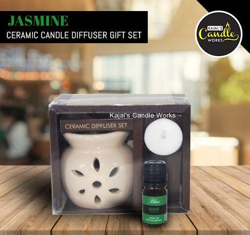 Jasmine Ceramic Candle Diffuser Gift Set
