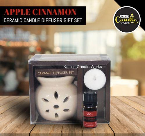 Apple Cinnamon Ceramic Candle Diffuser Gift Set