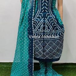 Bandhni satin cotton dress material