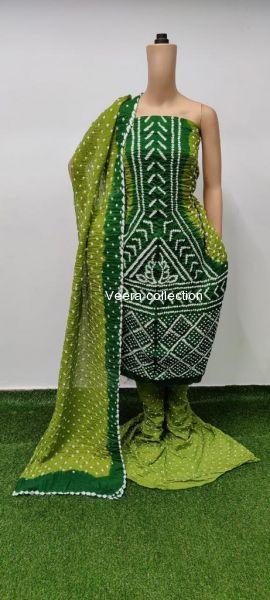 Bandhni satin cotton dress material