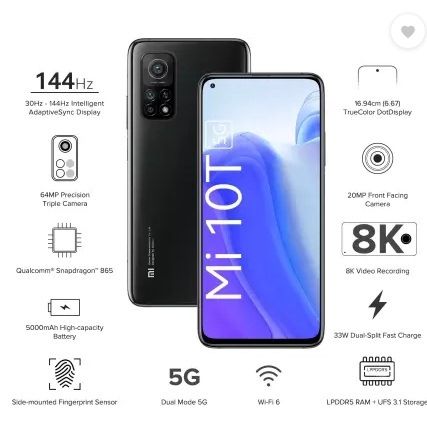 Mi 10T (Cosmic Black, 128 GB)  (8 GB RAM)