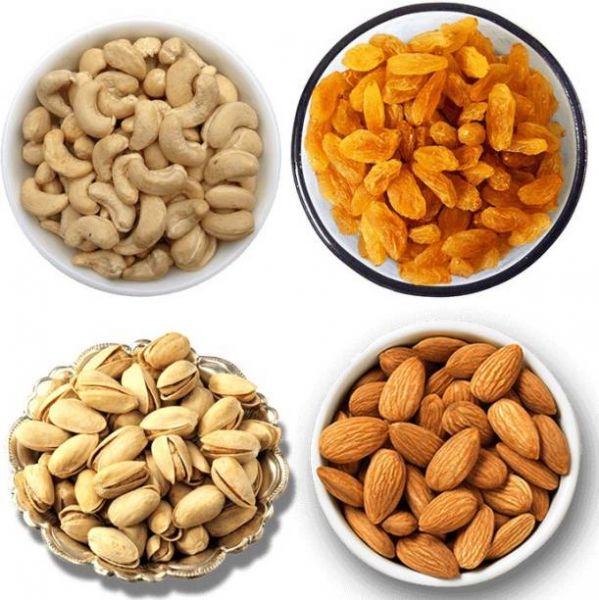 dry fruits combo almond cashew dry grapes salted pista 500gms ech 