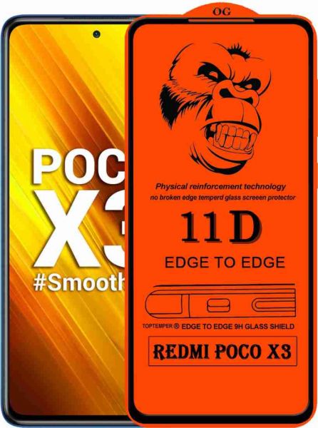 Poco X3/X3pro/Mi10i/poco M2 pro /Redmi note 9 pro/pro max/ 9 Redmi Note 10 pro temper Glass (11D Ultra Smooth )