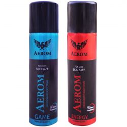 Aerom Game and Energy Deodorant Body Spray For Men, 300 ml (Pack of 2)