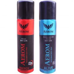 Aerom Energy and Alive Deodorant Body Spray For Men, 300 ml (Pack of 2