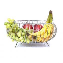 Vaishvi Heavy Stainless Steel Vegetable and Fruit Bowl Basket - Nickel Chrome Plated