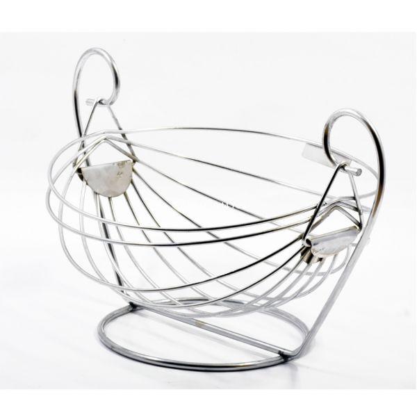 Vaishvi Stainless Steel Swing Fruit and Vegetables Storage Basket for Kitchen (Silver, Standard)