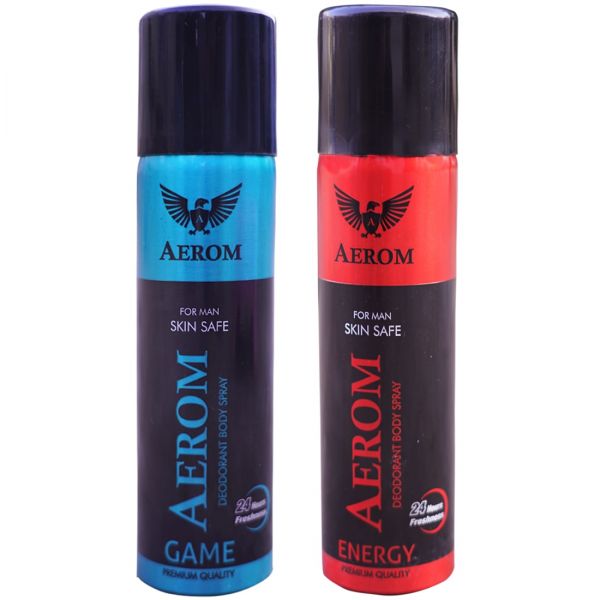 Aerom Game and Energy Deodorant Body Spray For Men, 300 ml (Pack of 2)