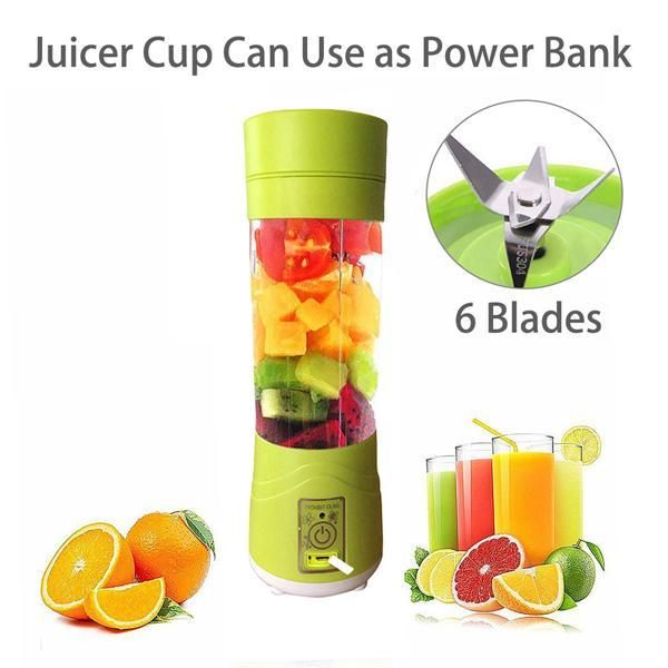Portable USB Electric Juicer - 6 Blades (Protein Shaker)