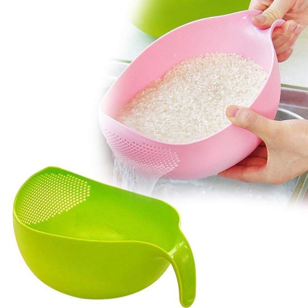 Kitchen Rice Bowl Plastic Fruit Bowl Thick Drain Basket with Handle Washing Basket for Home Kitchen Supplies High Quality